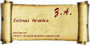 Zolnai Aranka névjegykártya